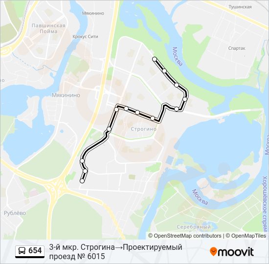 Автобус 654: карта маршрута