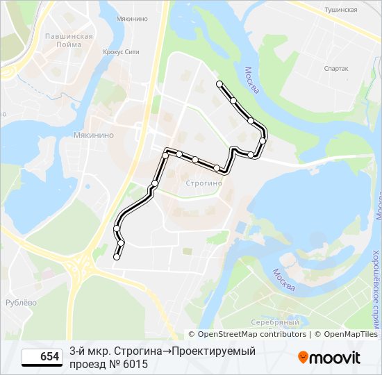 Автобус 654: карта маршрута