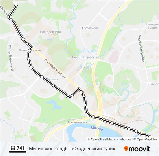 Автобус 741: карта маршрута