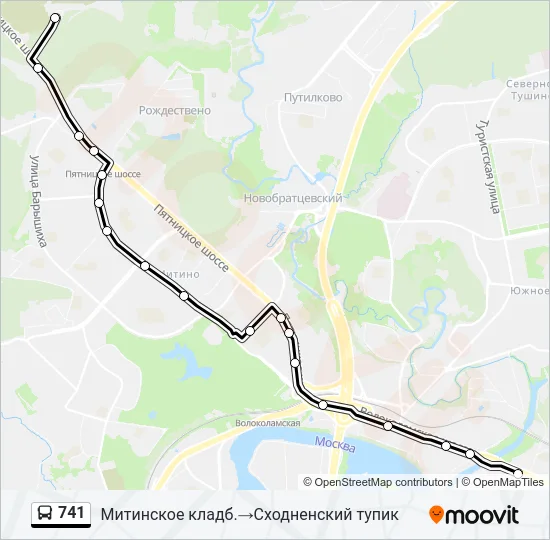 Автобус 741: карта маршрута