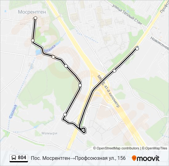 Автобус 804: карта маршрута