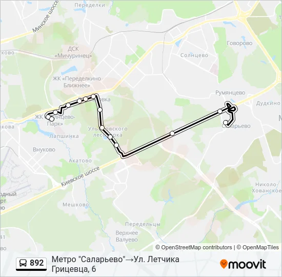 892 Bus Line Map