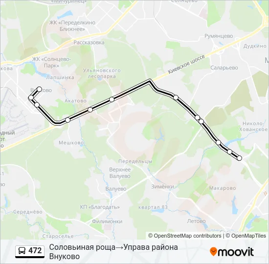 Автобус 472: карта маршрута