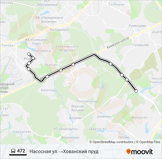 Автобус 472: карта маршрута