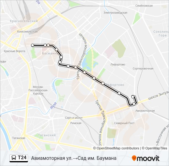 Т24 Bus Line Map