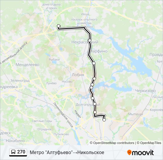 Автобус 270: карта маршрута