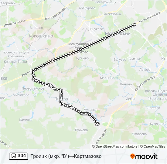 Автобус 304: карта маршрута