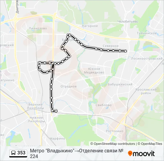 Автобус 353: карта маршрута