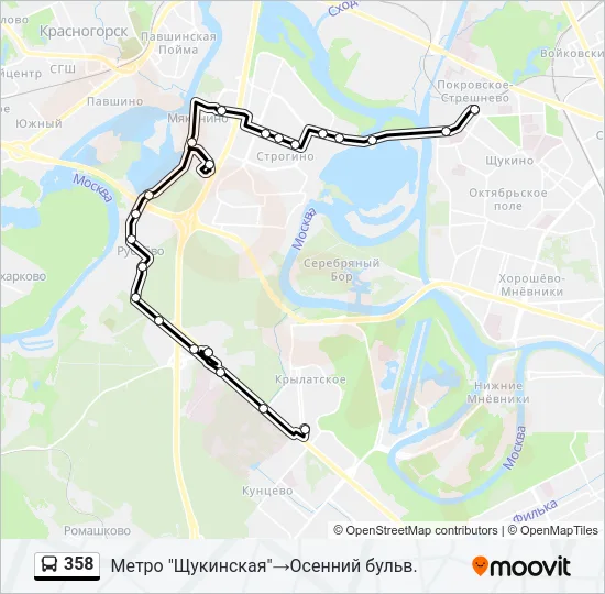 Автобус 358: карта маршрута