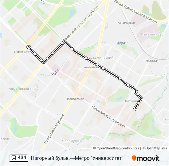 Автобус 434: карта маршрута