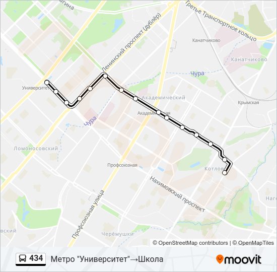 Автобус 434: карта маршрута