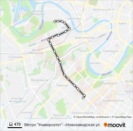 Автобус 470: карта маршрута