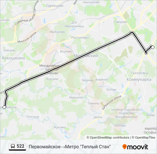 Автобус 522: карта маршрута