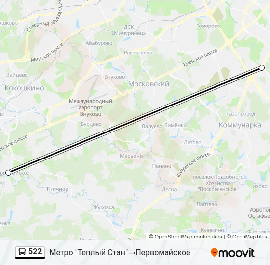 522 Bus Line Map