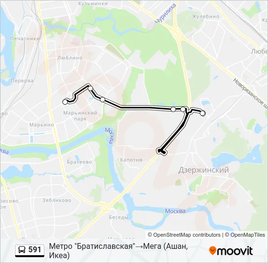 591 Bus Line Map