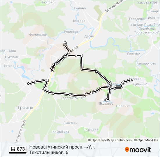 Автобус 873: карта маршрута