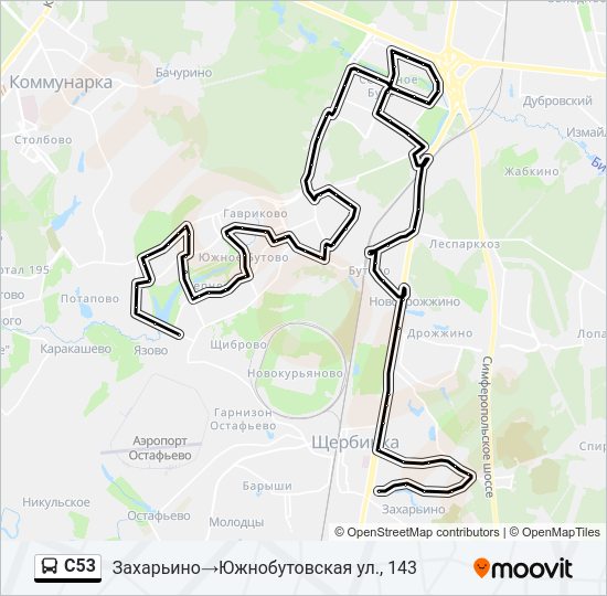 Автобус С53: карта маршрута