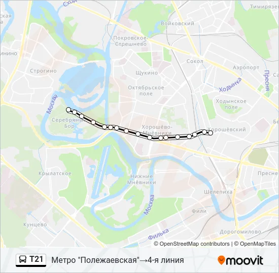 Автобус Т21: карта маршрута