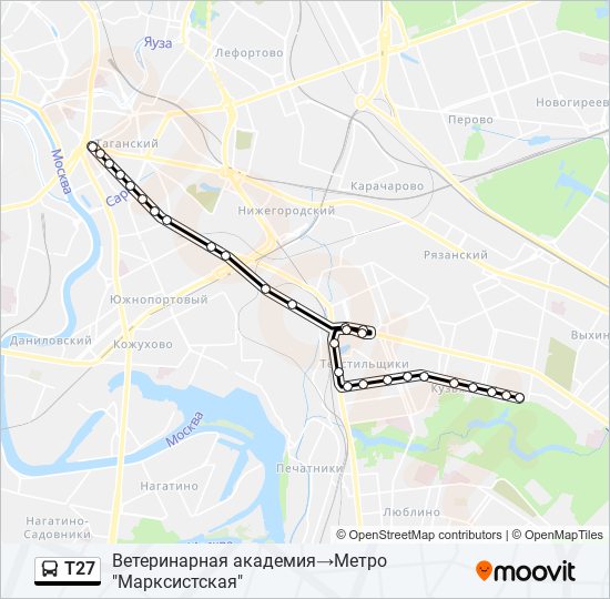 Т27 bus Line Map