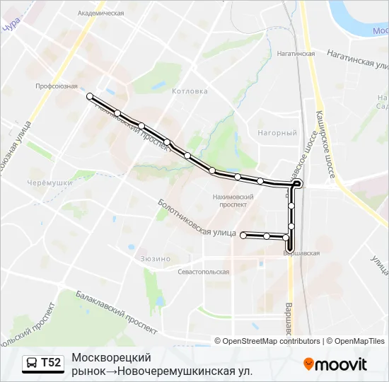 Т52 Bus Line Map