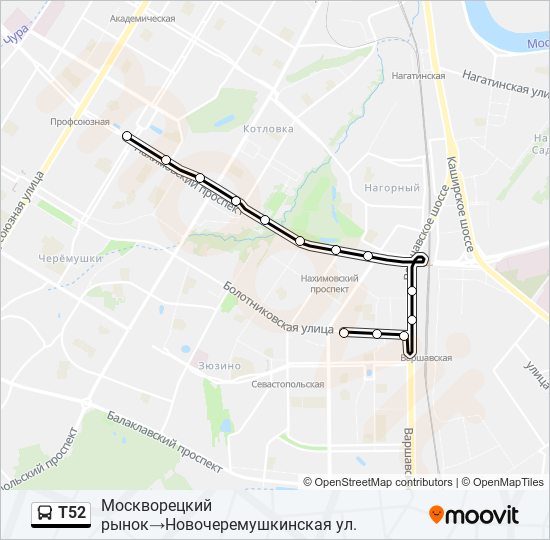 Автобус Т52: карта маршрута