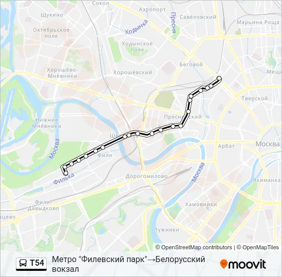Т54 Bus Line Map