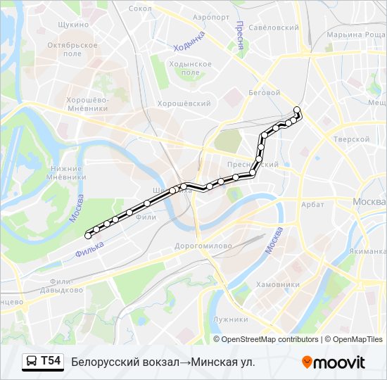 Т54 Bus Line Map