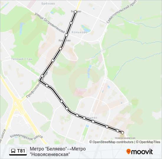 Автобус Т81: карта маршрута