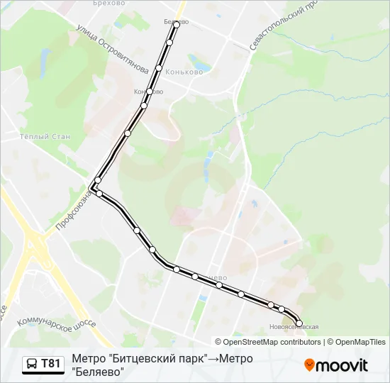 Автобус Т81: карта маршрута