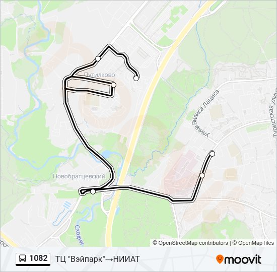 Автобус 1082: карта маршрута