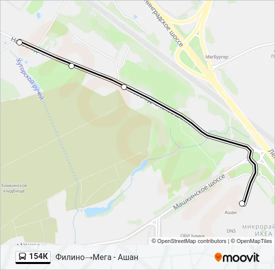 154К Bus Line Map