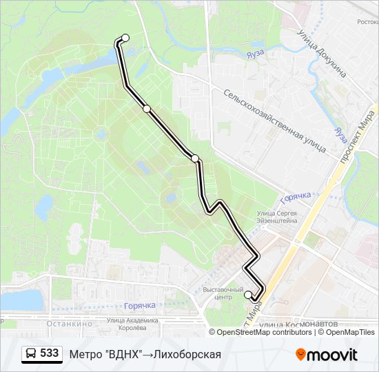 Автобус 533: карта маршрута