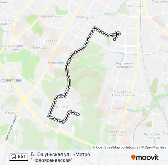 Автобус 651: карта маршрута