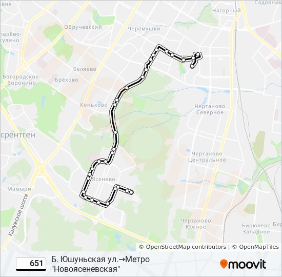 Автобус 651: карта маршрута