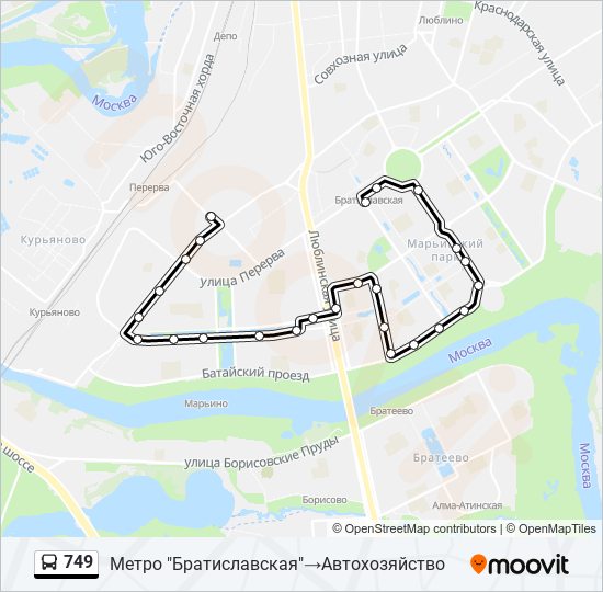 749 bus Line Map