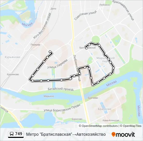 749 Bus Line Map