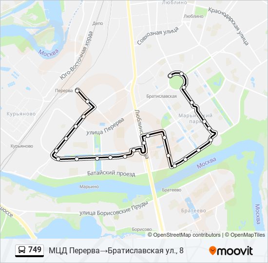 749 bus Line Map