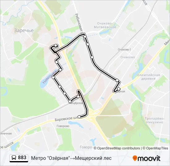Автобус 883: карта маршрута