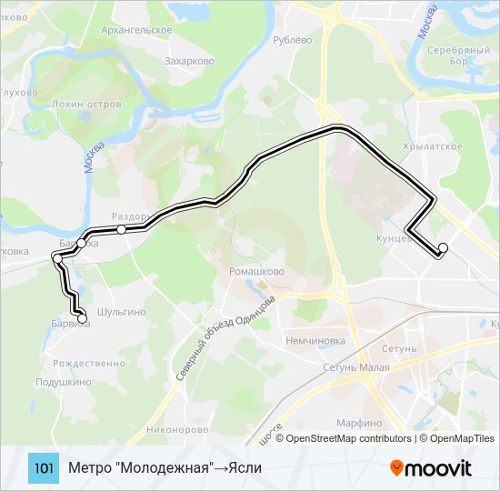 Автобус 101: карта маршрута