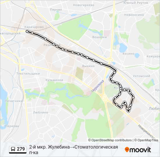 Автобус 279: карта маршрута