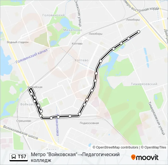 Т57 Bus Line Map