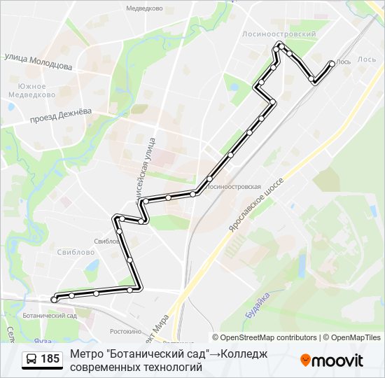 185 bus Line Map