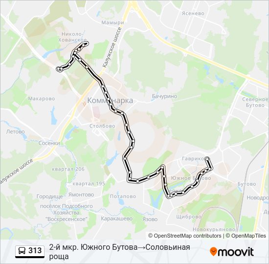 Автобус 313: карта маршрута