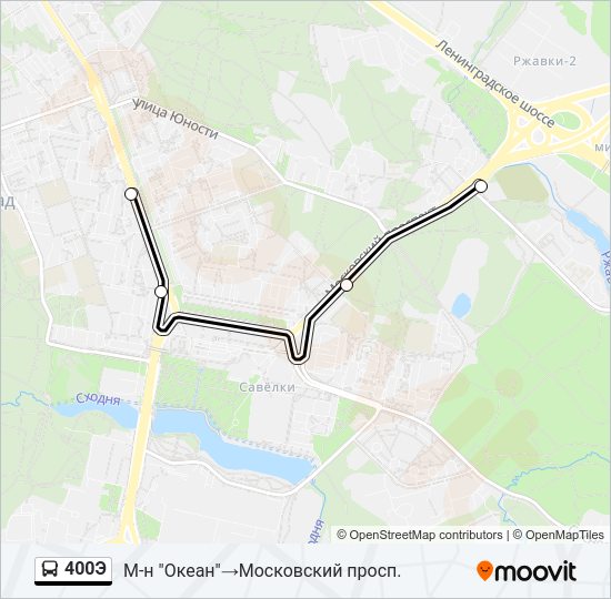 Автобус 400Э: карта маршрута