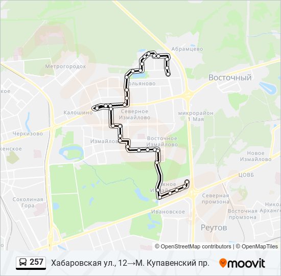 257 bus Line Map