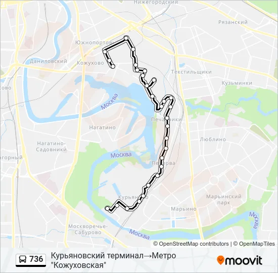 Автобус 736: карта маршрута