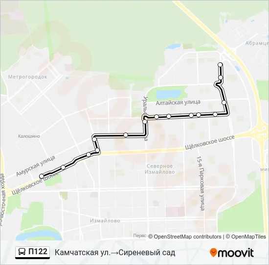 П122 Bus Line Map