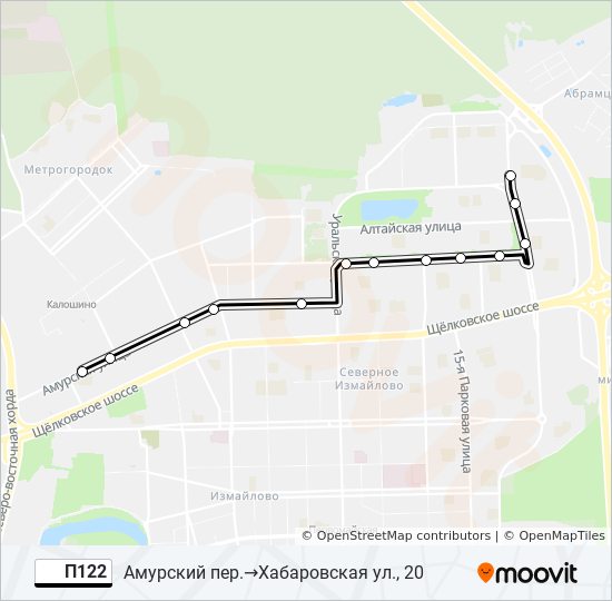 Автобус П122: карта маршрута
