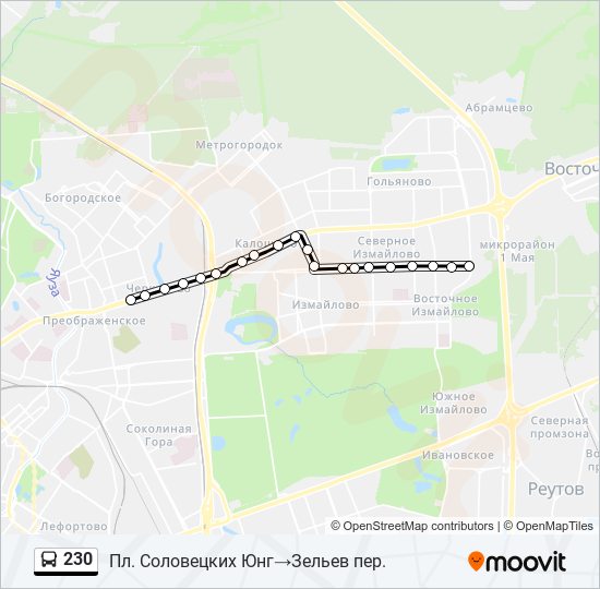 230 bus Line Map