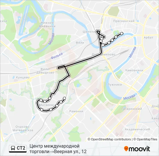 СТ2 Bus Line Map